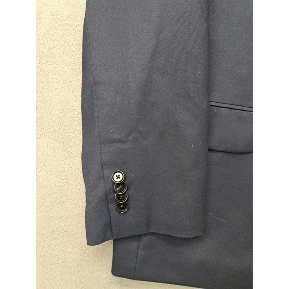Indochino Blazer Mens Solid Navy Blue Wool Cashmere Blend 46S Sport Coat Jacket - Picture 4 of 10